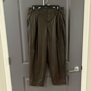 Brown faux leather trousers